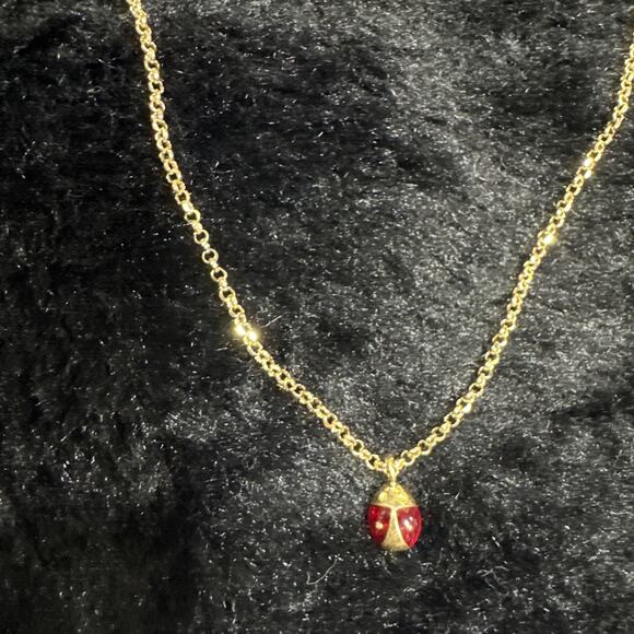 Mia Fiore Ladybug Necklace 18 kt. Gold Plated Sterling Silver 925 16"+2" Italy - Picture 3 of 12